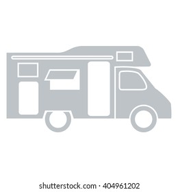 Stylized icon of a colored caravan on a white background