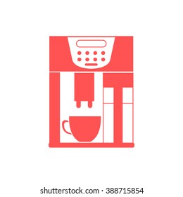 Stylized icon of a colored coffee machine on a white background