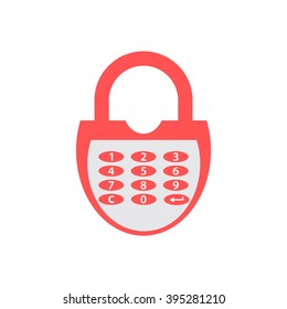 Stylized icon of a colored combination lock on a white background