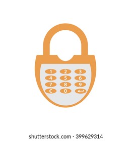 Stylized icon of a colored combination lock on a white background