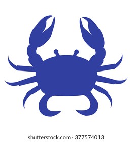 Stylized icon of a colored crab on a white background