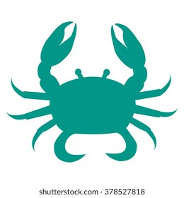 Stylized icon of a colored crab on a white background