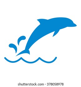 Stylized icon of a colored Dolphin on a white background