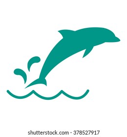 Stylized icon of a colored Dolphin on a white background