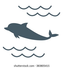 Stylized icon of a colored Dolphin on a white background