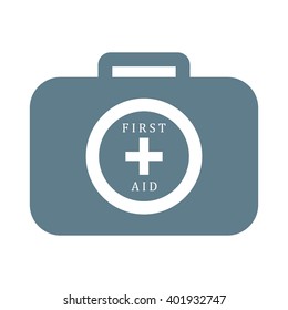 Stylized icon of a colored first aid kit on a white background