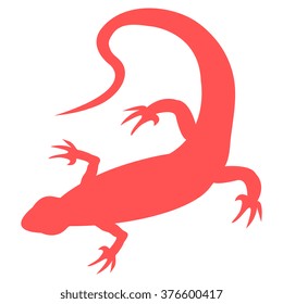 Stylized icon of a colored lizard on a white background