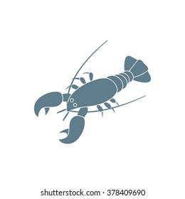 Stylized icon of a colored lobster on a white background