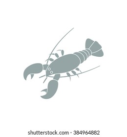 Stylized icon of a colored lobster on a white background