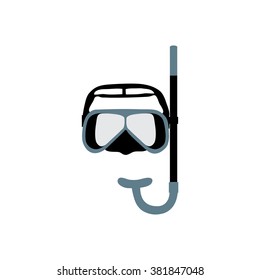 Stylized icon of a colored mask and snorkel for scuba diving on a white background