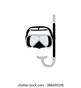 Stylized icon of a colored mask and tube for a scuba diving on a white background