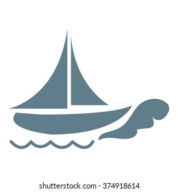 Stylized icon of a colored ship on a white background