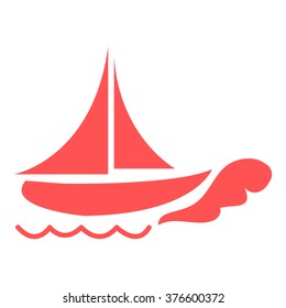 Stylized icon of a colored ship on a white background