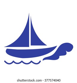 Stylized icon of a colored ship on a white background