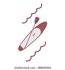 Stylized icon of a colored stand up paddling on a white background