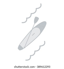 Stylized icon of a colored stand up paddling on a white background