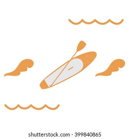 Stylized icon of a colored stand up paddling on a white background