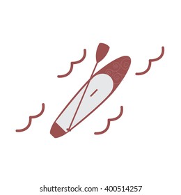 Stylized icon of a colored stand up paddling on a white background
