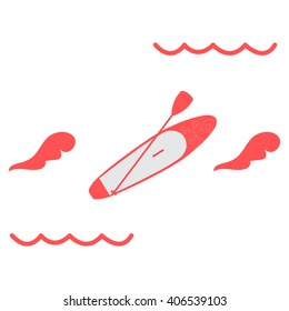 Stylized icon of a colored stand up paddling on a white background