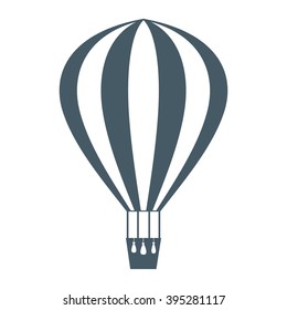 Stylized icon of a colored striped air balloon on a white background