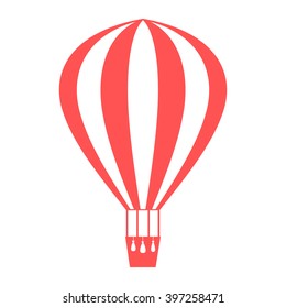 Stylized icon of a colored striped air balloon on a white background