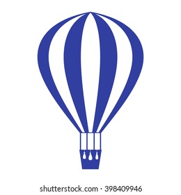 Stylized icon of a colored striped air balloon on a white background