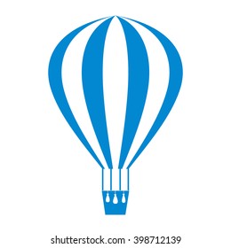 Stylized icon of a colored striped air balloon on a white background