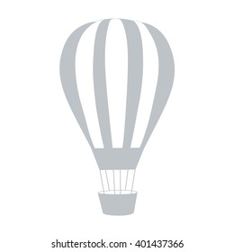 Stylized icon of a colored striped air balloon on a white background