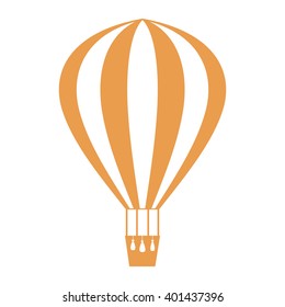 Stylized icon of a colored striped air balloon on a white background