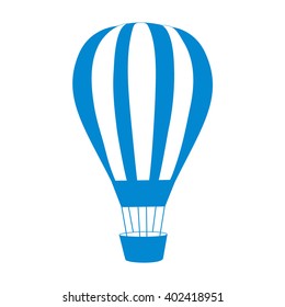 Stylized icon of a colored striped air balloon on a white background
