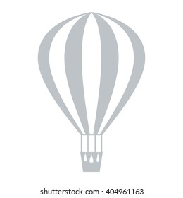 Stylized icon of a colored striped air balloon on a white background