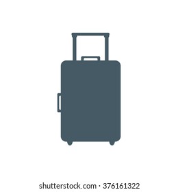 Stylized icon of colored suitcase on a white background