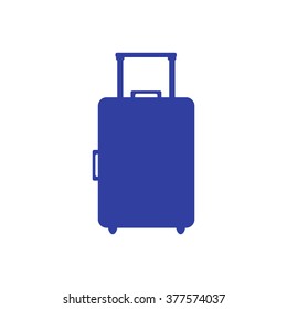 Stylized icon of colored suitcase on a white background