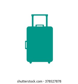 Stylized icon of colored suitcase on a white background