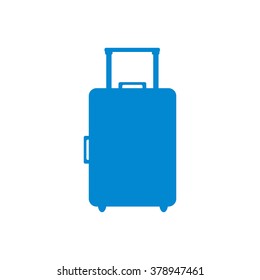 Stylized icon of colored suitcase on a white background