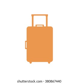 Stylized icon of colored suitcase on a white background