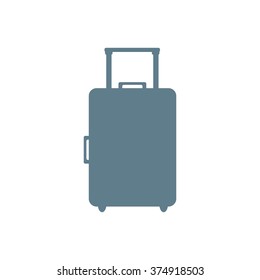 Stylized icon of colored suitcases on a white background