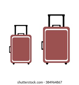 Stylized icon of colored suitcases on a white background