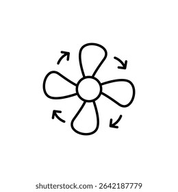 Stylized Icon Of A Cooling Fan With Arrows Indicating Rotation