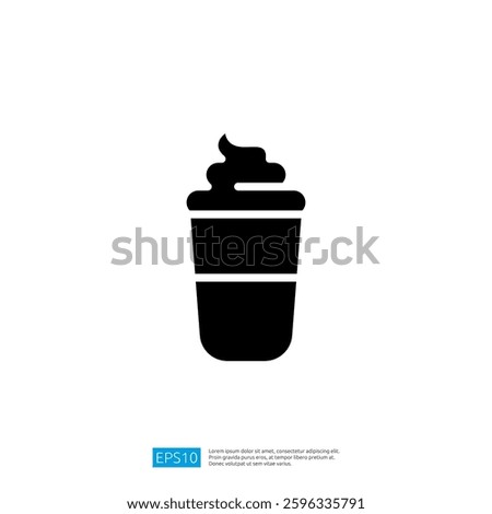 Stylized Icon of a Creamy Beverage Cup with Whipped Topping for Refreshing Drink Options