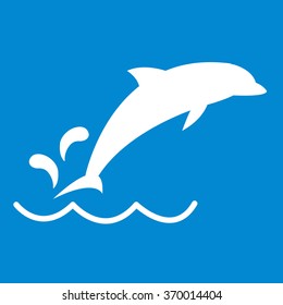 Stylized icon of a Dolphin in white on a colored background