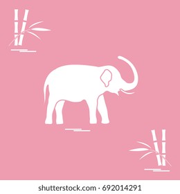 Stylized icon of elephant and bamboo. Design for poster or print.