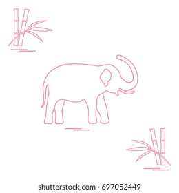 Stylized icon of elephant and bamboo. Design for poster or print.