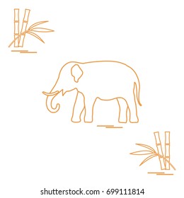 Stylized icon of elephant and bamboo. Design for poster or print.