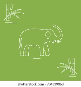 Stylized icon of elephant and bamboo. Design for poster or print.