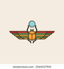 Stylized icon of a stylized flying beetle. Vector illustration