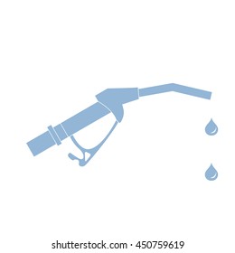 Stylized icon of the fuel gun with the fuel drops on a white background