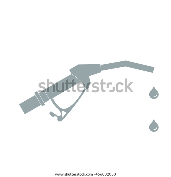 Stylized icon of the fuel gun with the fuel\
drops on a white\
background