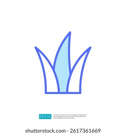 Stylized Icon of Green Grass with Two Leaf Blades in Minimalist Design Representing Farming and Agriculture Themes
