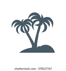 Stylized icon of the island with palm trees